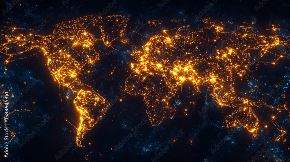 Poster visualizing global connectivity a digital map of efficient distribution across the world
