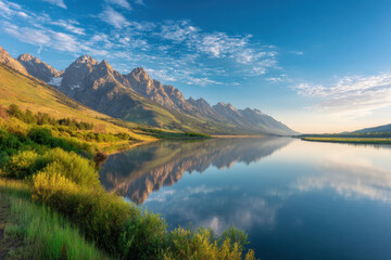 Fototapeta premium breathtaking summer landscape showcasing stunning rocky mountains in u