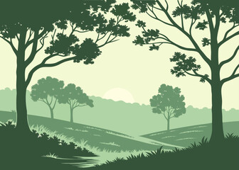 Sunlit Forest Clearing &ndash; Minimal Vector