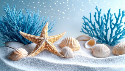 starfish and shells on sand