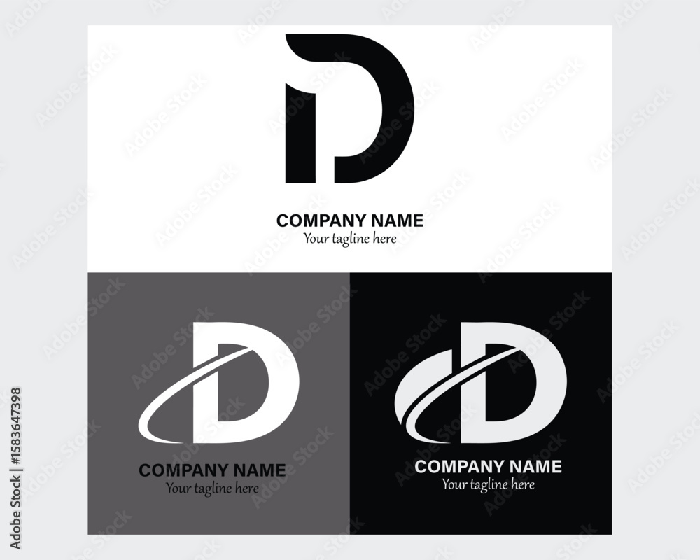 Fototapete this image displays three variations of a letter d logo, each with a unique color scheme
