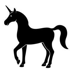 Obraz premium Elegant unicorn silhouette with a raised foreleg isolated on white background