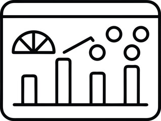 Flat Line Icon of Dashboard Analytics with Multiple Charts