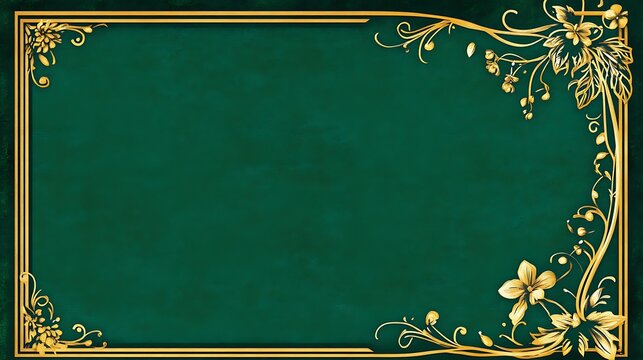 Ornate gold frame on emerald green