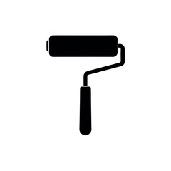 Paint Roller on Wall Logo Icon Vector Illustration