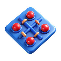 Stylized 3d tic tac toe game board with red and orange pieces isolated on Transparent Background, 3D Icon, Plastic 3D Icon, Colorful Icon