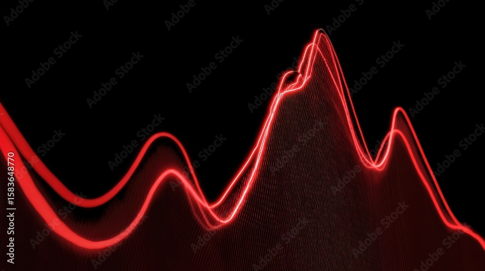 Poster abstract design of red light waves creating a dynamic pattern against a dark background, perfect for