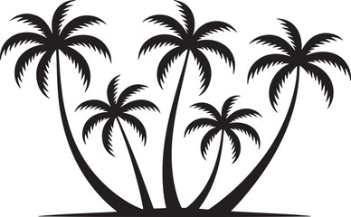 Fototapeta premium Silhouette of five palm trees on a white background