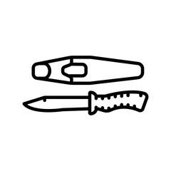 dive knife black line icon for digital and print projects.