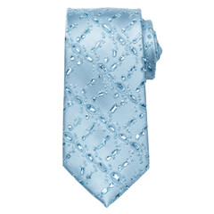 Light blue silk necktie with embroidered crystal pattern