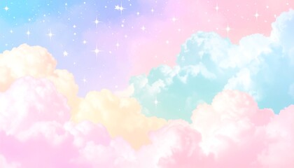 Pastel clouds with stars