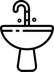 washbasin outline vector icon on white or transparent background. plumbing tools. Editable and Printable sticker.