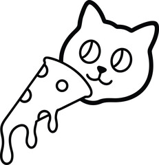 Funny Cartoon Cat Melting into a Pizza Slice