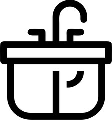 washbasin pictogram vector icon on white or transparent background. plumbing tools. Editable and Printable sticker.