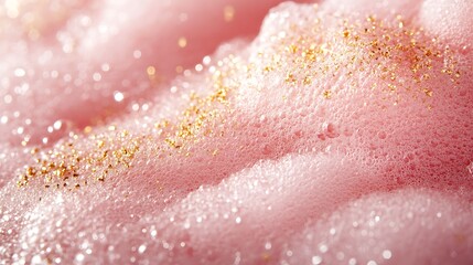 Obraz premium Pink foam with gold glitter