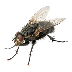 Black flies isolated on transparent background  
