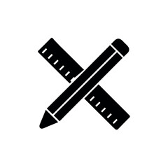 Ruler and Pencil Crossed Logo Vector Illustration