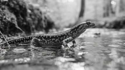 Obraz premium Close-up grayscale shot of a salamander (1)