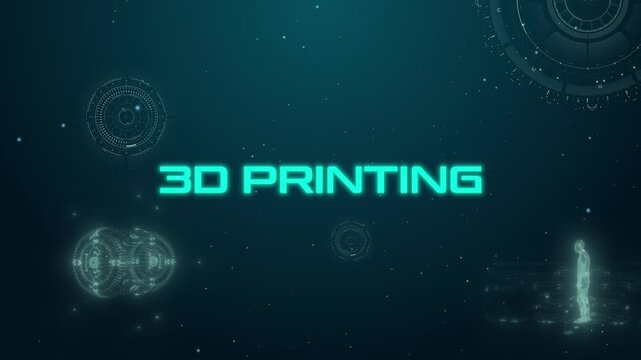 Technology Hud Digital Word 3D Printing