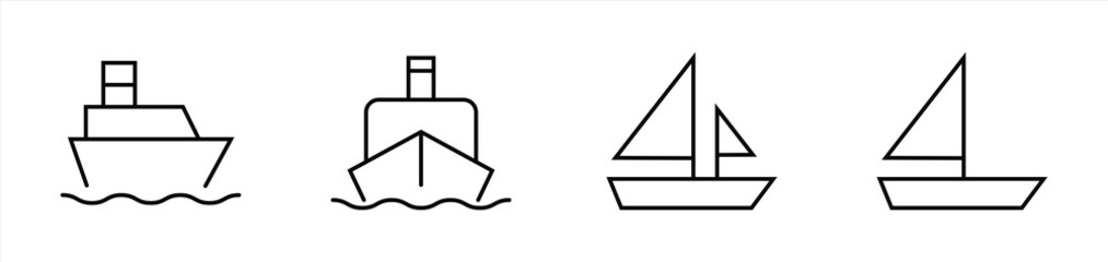 Boat and Ship Icon Collection – Minimalist Line Style