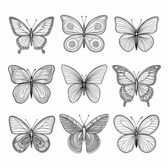 Simple Hand-Drawn Flying Butterfly Icon Pack – Minimalist Style