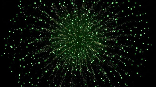 Vibrant green fireworks burst against a dark sky, celebrating festivity and bringing joy to every viewer.