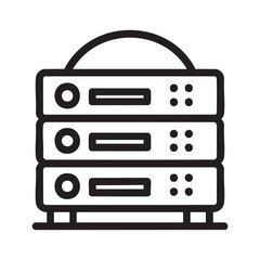 Line Art Server Rack Icon – Tech and Data Storage Symbol