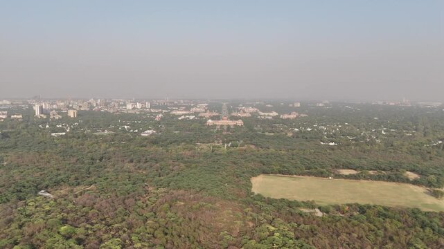4k Aerial Drone footage of President's Estate , Parliament house , India gate New Delhi India
