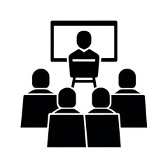 Virtual Classroom Silhouette Vector Illustration