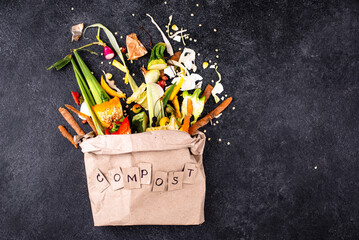 Vegetable waste for making compost. Zero waste concept