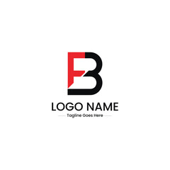 Vector art of red and black fb letter logo design on white background