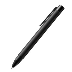 Elegant black pen on a dark surface isolated on transparent background