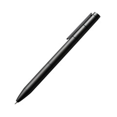 Elegant black pen on a dark surface isolated on transparent background