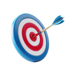 Bull's-eye: a dart hitting the red center of a dartboard, symbolizing business success and accurate aiming towards a goal