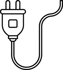Outline Icon of a Wall Outlet with a Plug Connected
