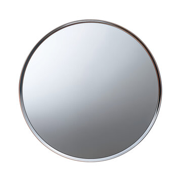 Blank round glossy 3D silver metal button with reflection, a web design element icon