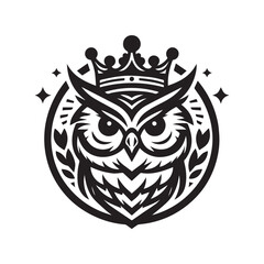 vector logo of an owl wearing a crown