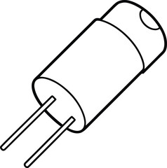 Outline Vector of a Capacitor and Resistor for Electronics
