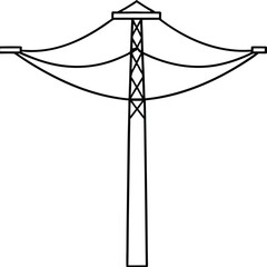 Overhead Power Line Pole with Cable Tension Vector