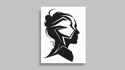 Abstract Female Silhouette with Geometric Elements