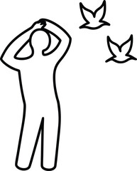 Single Line Art of a Person Holding Their Head in Despair