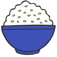 blue bowl of rice illustration