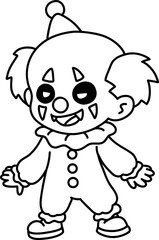 Chibi Scary Clown Halloween Costume Coloring Page