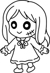Chibi Ghost Girl Halloween Costume Coloring Page
