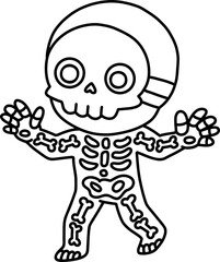 Chibi Skeleton Boy Halloween Costume Coloring Page