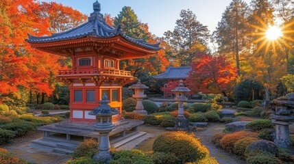 Obraz premium Autumnal Japanese Pagoda