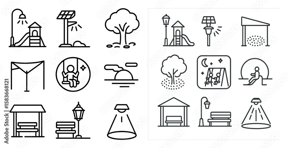 Poster the image is a collection of various icons representing different elements of a park. the icons incl