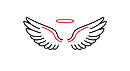Elegant wings outline with a halo.