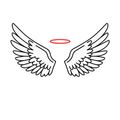 Fototapeta premium Illustration of angel wings with a halo. 