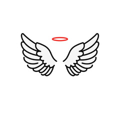Obraz premium Simple angel wings with a halo, conveying a sense of peace and protection.